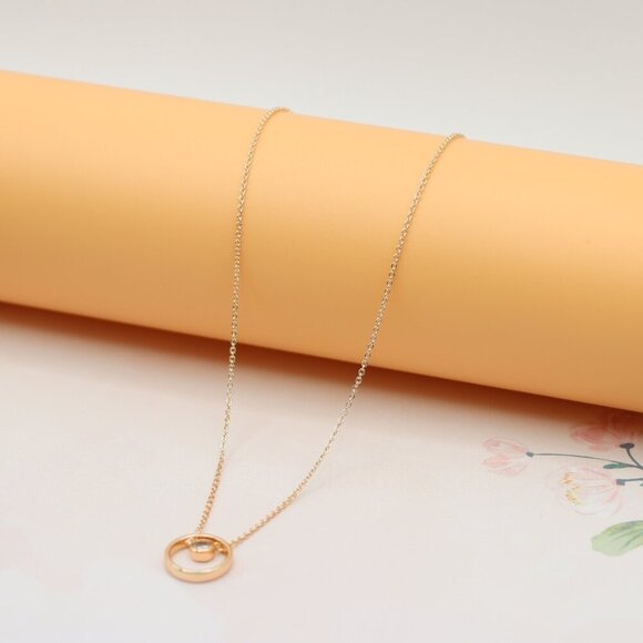 Minimalist Rose Gold Circle Pendant Necklace, XPNL0211 - Picture 9 of 14